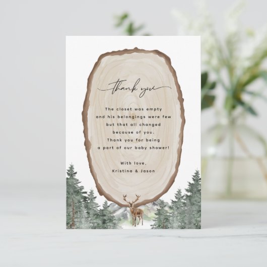 Adventure Forest Baby shower Hartelijk dank Kaart (Staand voorkant)