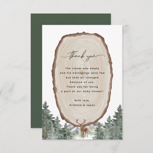 Adventure Forest Baby shower Hartelijk dank Kaart (Voorkant / Achterkant)