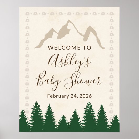 Adventure Forest Baby shower Welcome Sign Poster (Voorkant)