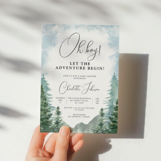 Adventure Forest Boy Baby shower Kaart
