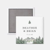 Adventure Forest Mountain Wedding Favor Magneet (Voorkant / Achterkant)