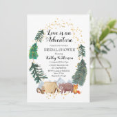 Adventure Forest Trees Bruids Douche Uitnodiging (Staand voorkant)
