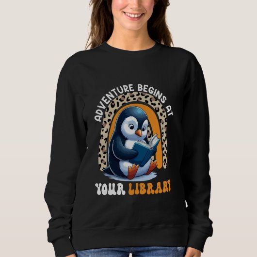Adventure Funny begint bij Library Schattige Pengu Trui (Voorkant)