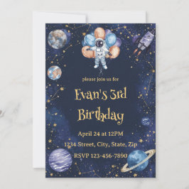 Adventure Galaxy Birthday Invitation | Astronaut Kaart