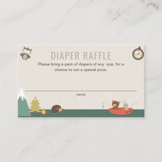 Adventure Gender Neutral Diaper Raffle Baby shower Informatiekaartje (Voorkant)