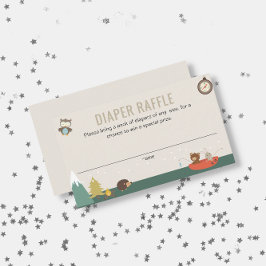 Adventure Gender Neutral Diaper Raffle Baby shower Informatiekaartje