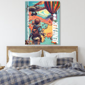 Adventure Girl, gepersonaliseerd reisthema Canvas Afdruk (Insitu (Slaapkamer))