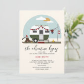 Adventure Green Camper Lumberjack Baby shower Kaart (Staand voorkant)