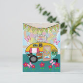 Adventure Happy Camper RV Retro Briefkaart (Staand voorkant)