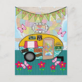 Adventure Happy Camper RV Retro Briefkaart (Voorkant)