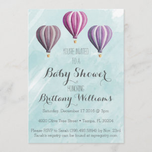 Adventure Hot Air Ballon Baby shower Invitation Kaart