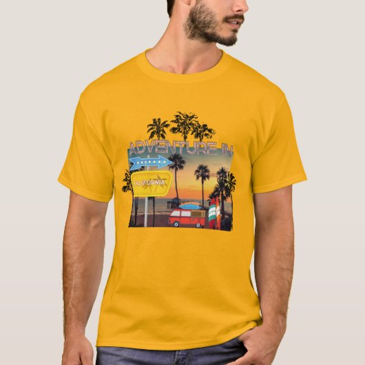 Adventure in California mannen yellow T-shirt (Voorkant)
