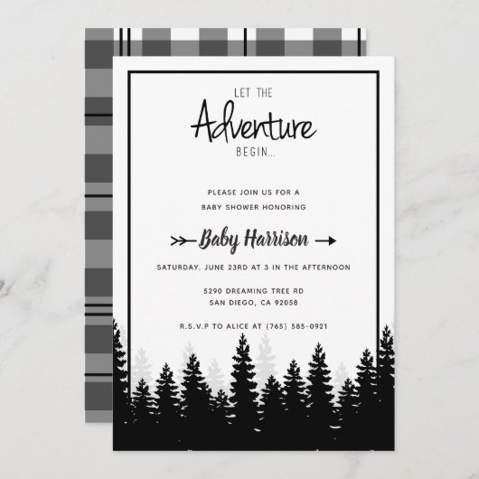 Adventure Invitation Baby shower Baby shower Tree Kaart (Voorkant / Achterkant)