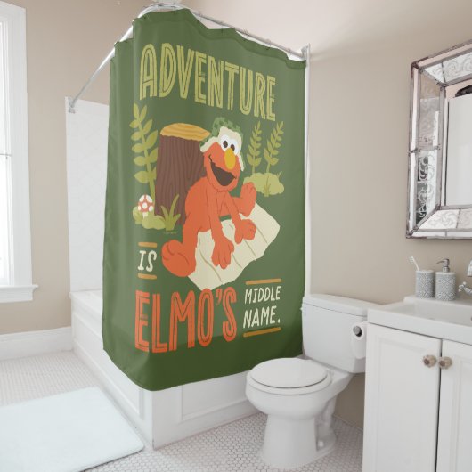 Adventure is Elmo's Midden Naam Douchegordijn (In situ)