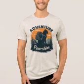 Adventure Is Paw-sible Black Cat Hiker Backpack Tri-Blend Shirt (Voorkant)