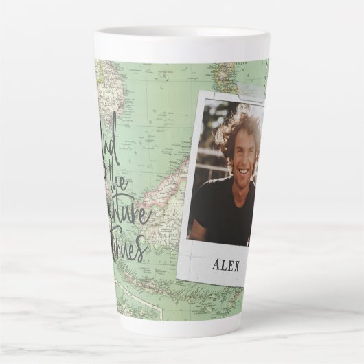 Adventure  kaart stijlvol foto-afstuderen latte mok (Voorkant)