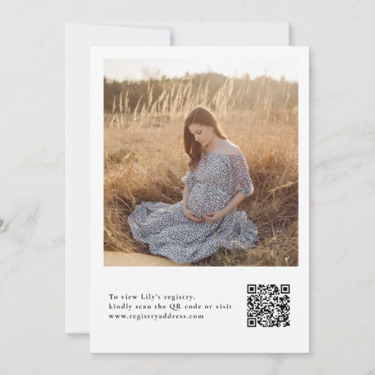 Adventure Lake Forest Foto QR Code Baby shower Kaart (Achterkant)