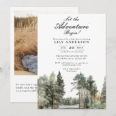 Adventure Lake Forest Foto QR Code Baby shower Kaart (Voorkant / Achterkant)