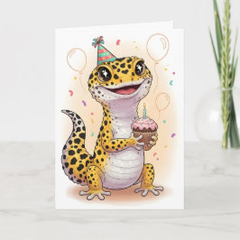 Adventure Leopard Gecko Birthday Card Kaart