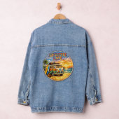 Adventure Life Retro Hippie Beach Sunset Graphic Denim Jacket (Hangar)