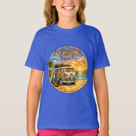 Adventure Life Retro Hippie Beach Sunset Graphic  T-shirt