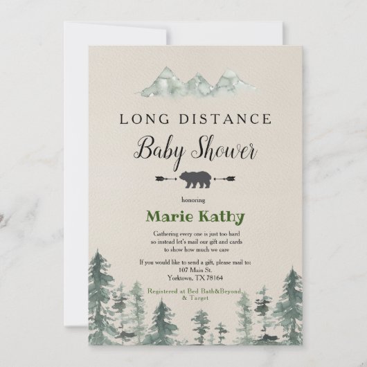 Adventure Long Distance Baby shower Invitation Kaart (Voorkant)