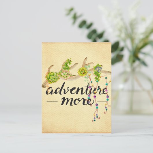 Adventure More Boho Antler Briefkaart (Staand voorkant)