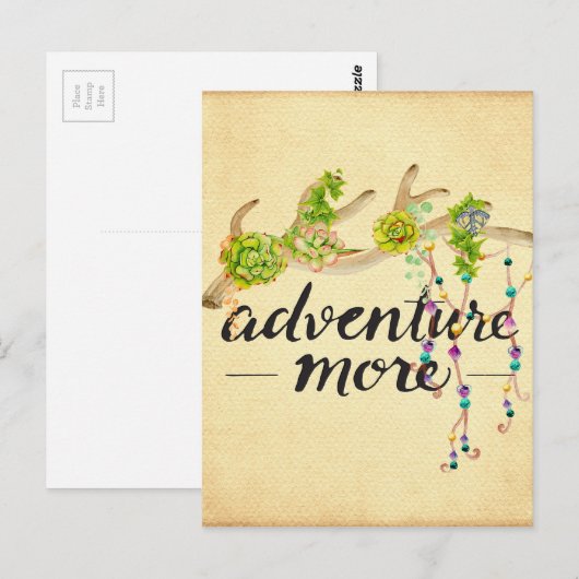 Adventure More Boho Antler Briefkaart (Voorkant / Achterkant)