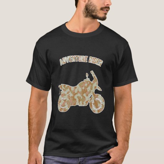 Adventure Motorcycle Biker Off Road Rider Camoufla T-shirt (Voorkant)