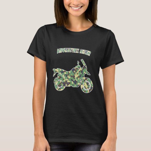 Adventure Motorcycle Biker Off Road Rider Camoufla T-shirt (Voorkant)