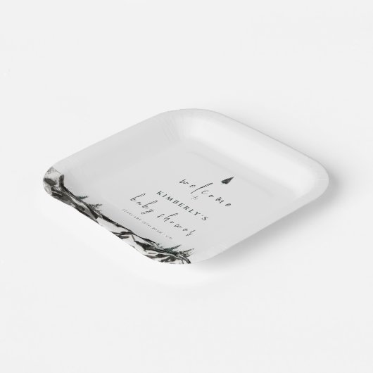 Adventure Mountain Forest Baby shower Welkom Papieren Bordje (Gebogen)