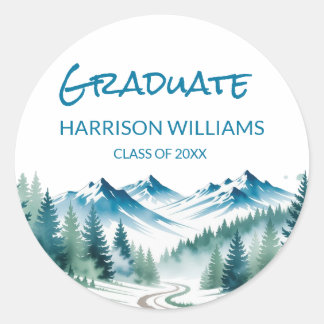Adventure Mountain Grad Party Decor Ronde Sticker