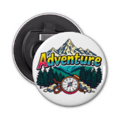 Adventure Mountain – Outdoor Hiking Nature Design  Button Flesopener (Voorkant)