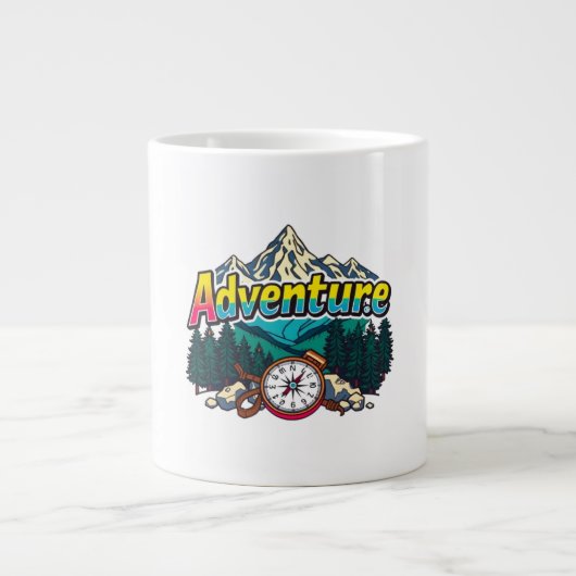 Adventure Mountain – Outdoor Hiking Nature Design  Grote Koffiekop (Voorkant)