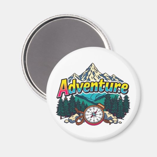 Adventure Mountain – Outdoor Hiking Nature Design  Magneet (Voorkant / Achterkant)