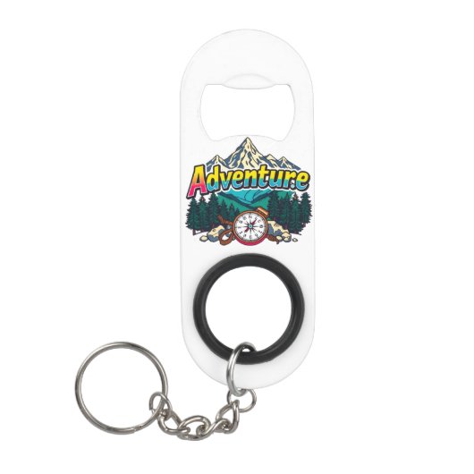 Adventure Mountain – Outdoor Hiking Nature Design  Mini Flessenopener (Voorkant)