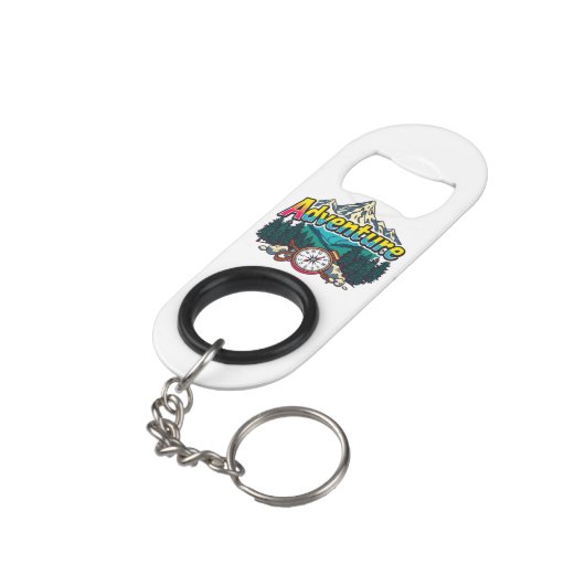 Adventure Mountain – Outdoor Hiking Nature Design  Mini Flessenopener (Achterkant Gekanteld)