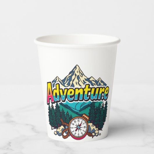 Adventure Mountain – Outdoor Hiking Nature Design  Papieren Bekers (Achterkant)