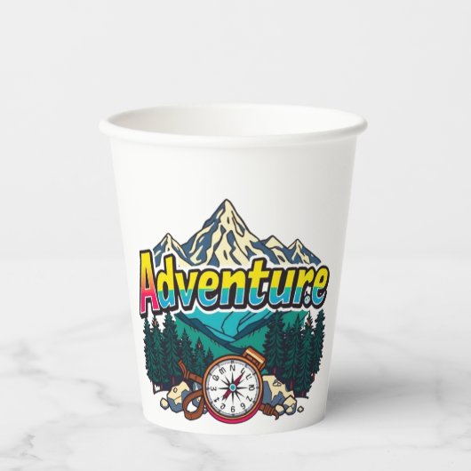 Adventure Mountain – Outdoor Hiking Nature Design  Papieren Bekers (Voorkant)