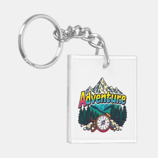 Adventure Mountain – Outdoor Hiking Nature Design  Sleutelhanger (Voorkant Links)