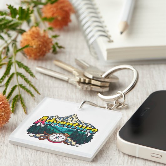 Adventure Mountain – Outdoor Hiking Nature Design  Sleutelhanger (Voorkant Rechts)