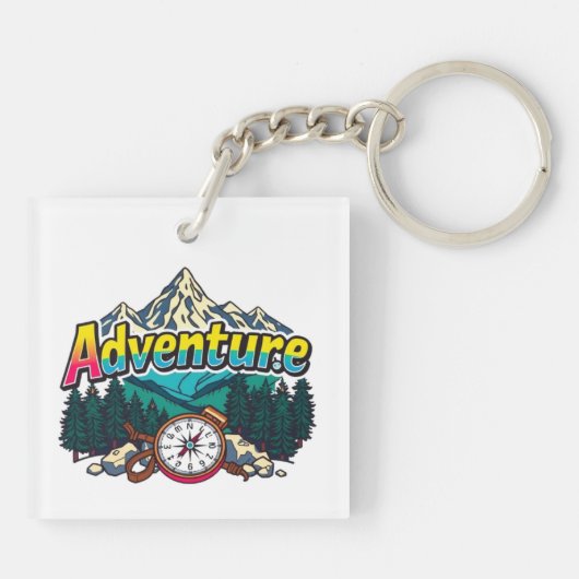 Adventure Mountain – Outdoor Hiking Nature Design  Sleutelhanger (Achterkant)