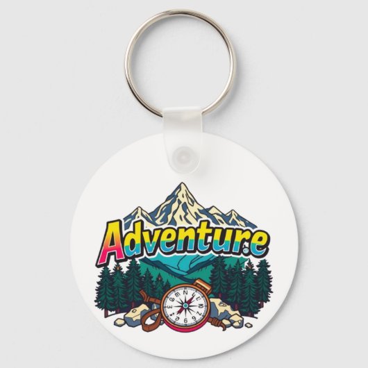 Adventure Mountain – Outdoor Hiking Nature Design  Sleutelhanger (Voorkant)