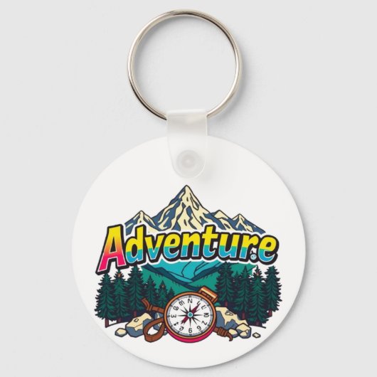 Adventure Mountain – Outdoor Hiking Nature Design  Sleutelhanger (Achterkant)