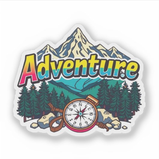 Adventure Mountain – Outdoor Hiking Nature Design  Sticker (Voorkant)