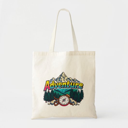 Adventure Mountain – Outdoor Hiking Nature Design  Tote Bag (Voorkant)