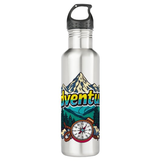 Adventure Mountain – Outdoor Hiking Nature Design  Waterfles (Voorkant)