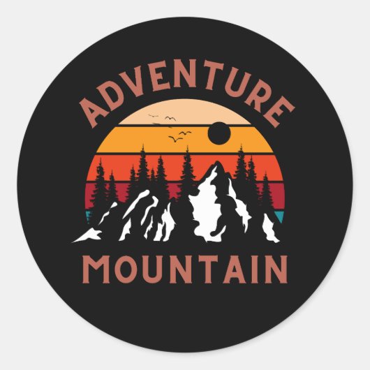 Adventure Mountain Ronde Sticker (Voorkant)