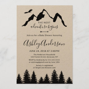 Adventure Mountains Forest Baby shower Invitation Kaart