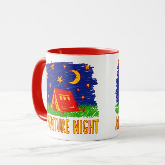 Adventure Night Camping Tent Kids Drawing Mok (Voorkant links)